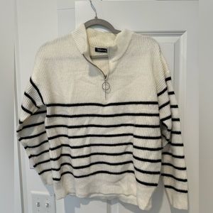 Half zip striped sweater